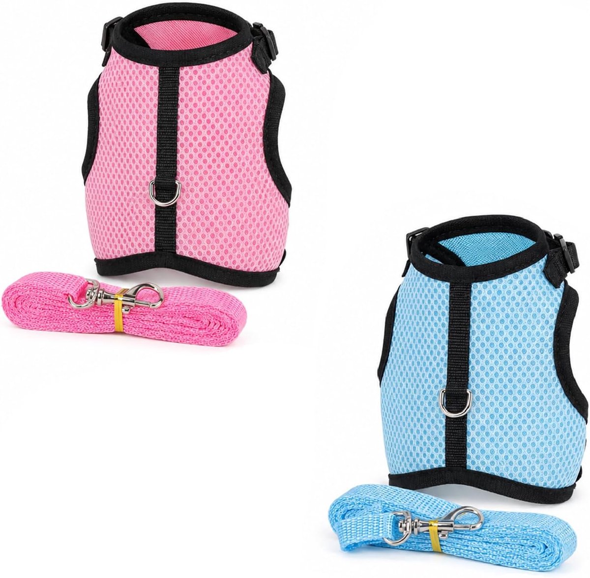 2 stuks konijnenharnas, konijnenlijn en konijnenharnas met riem, kittens, hazenaccessoires, verstelbaar, zacht mesh, harnas voor dwergkonijnen, katten, kleine honden en andere huisdieren, L
