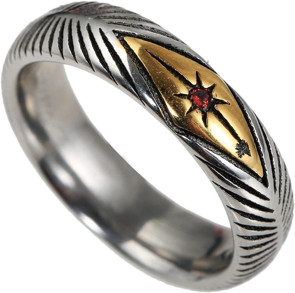 Redstone Meteor Herenmode Bladpatroon Ring 7-12#