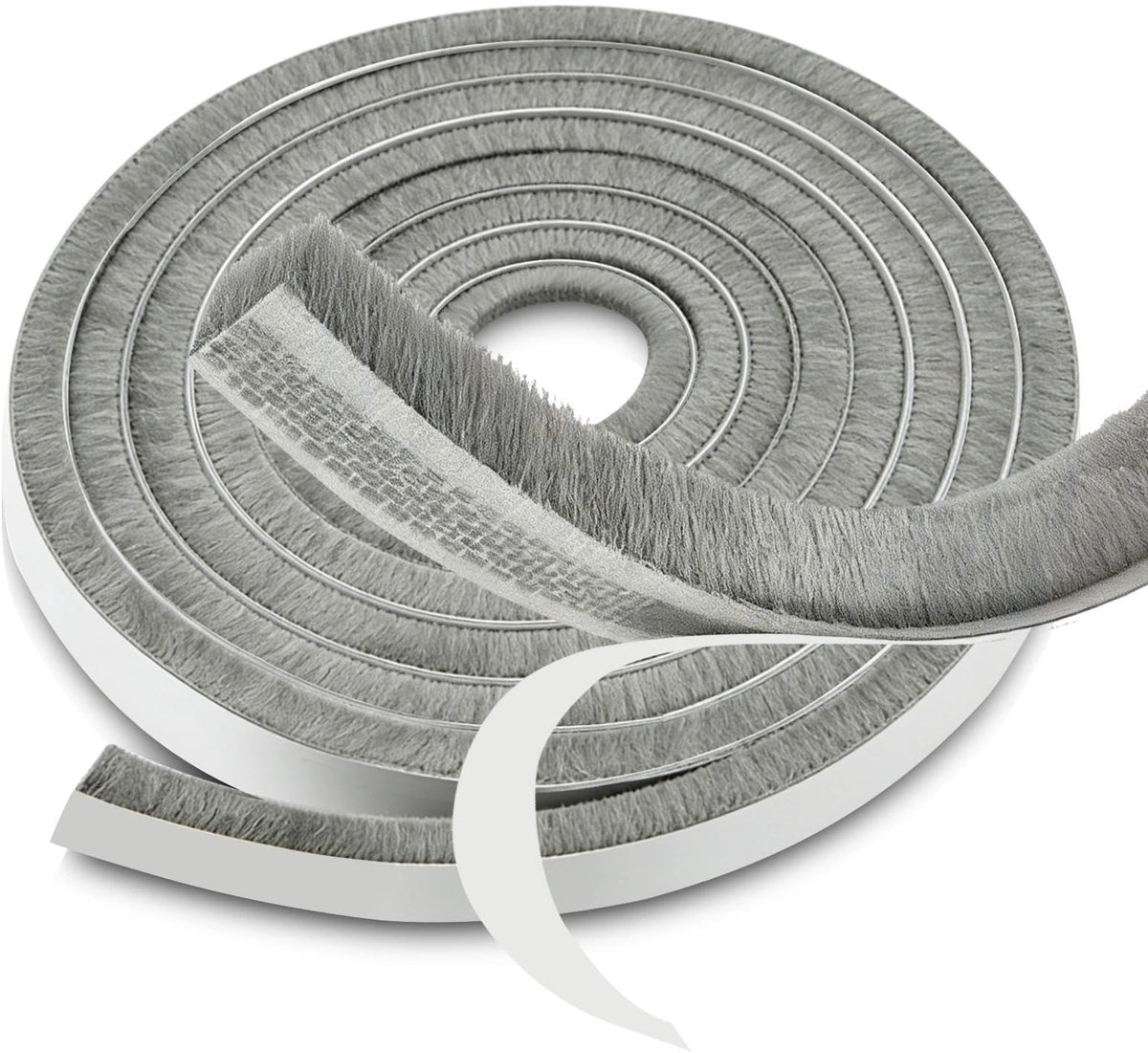 Famanu – 9 m borstelafdichting, zelfklevend, afdichtingsborstel, zelfklevende deurborstelafdichting 9 mm (B) x 9 mm (D) deurafdichting, grijs, borstelafdichting rolluiken, voor ramen, deuren