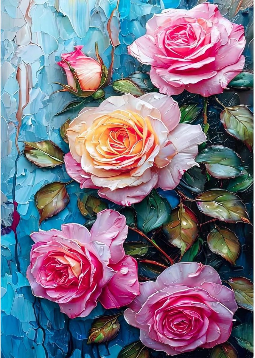 5D Bloem Diamond Painting Volwassenen Kits, DIY Rose Diamond Painting Foto's, Mozaïek Maken Diamant Painting Full Drill Cross Borduurwerk Schilderen Kits voor Thuis Muur Decoratie 30 x 40 cm