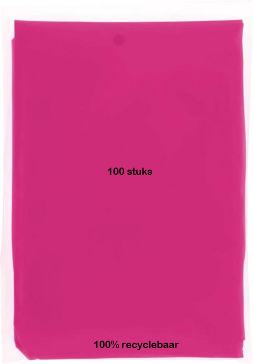 Eizook ponchos 100 stuks licht transprant roze - eenmalig gebruik - per stuk in zakje 100% recyclebaar