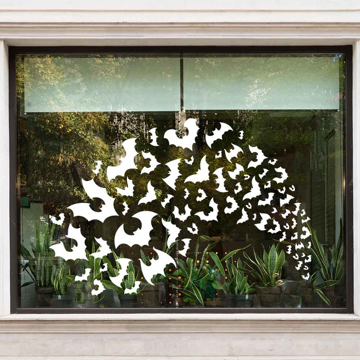 Zwerm vleermuizen raamsticker - Bruin - 60 x 60 cm