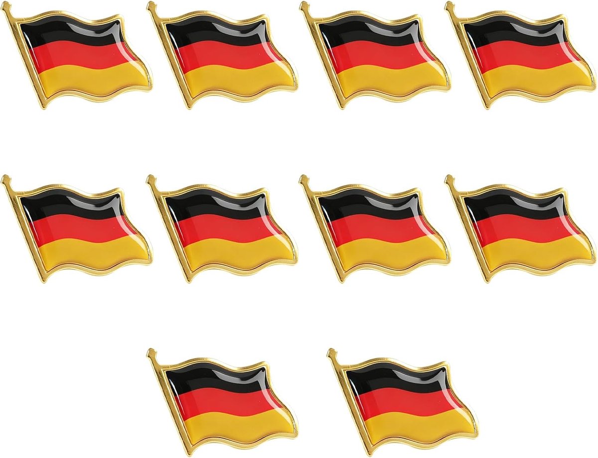 10 stuks broche Duitse vlag van metaal, patch met vlinderclip, accessoires voor revers, hoed, rugzak, cadeau-idee voor fans, Oktoberfest, sport en reizen