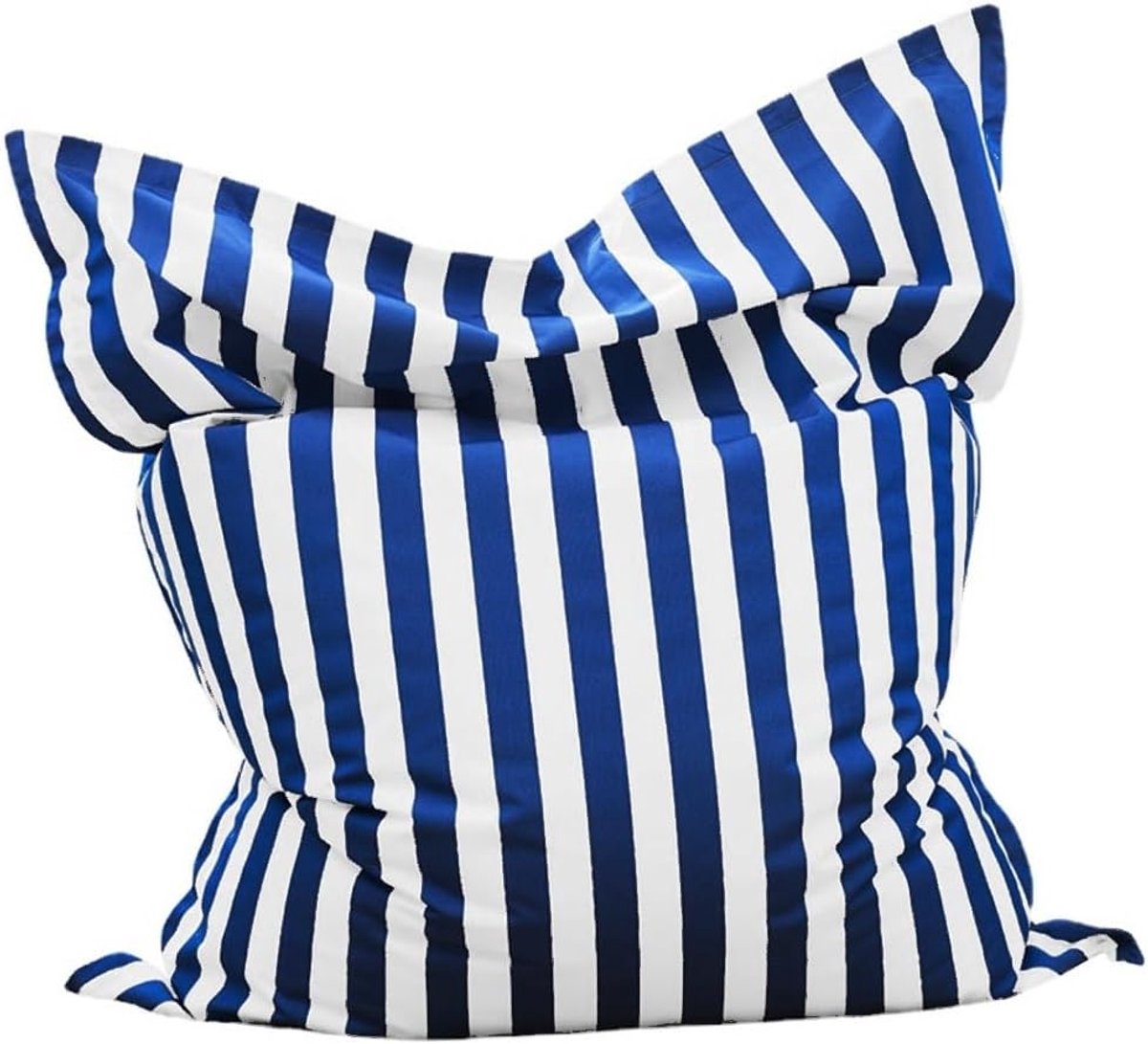 Drijvende zitzak for zwembad - comfortabele grote buiten en binnen vierkante kussenhoes zonder vulling(Navy blue-stripe)