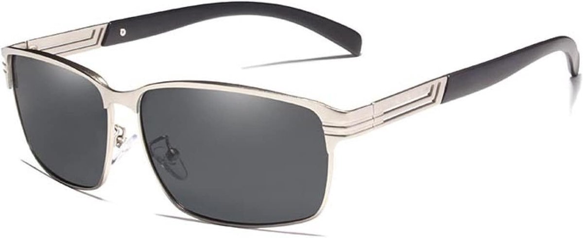 Zonnebril Mannen Rijden Mannelijke Gepolariseerde Zonnebril Vintage Vierkante Frame Eyewear Oculos Gafas Uv400-Zilver Grijs