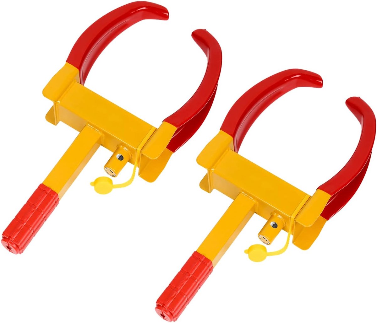 2 x wielklauw bandenklauw parkeerklauw wielslot - diefstalbeveiliging, universeel, verstelbaar voor auto's, caravans, aanhangers, pvc-bescherming, anti-boorslot