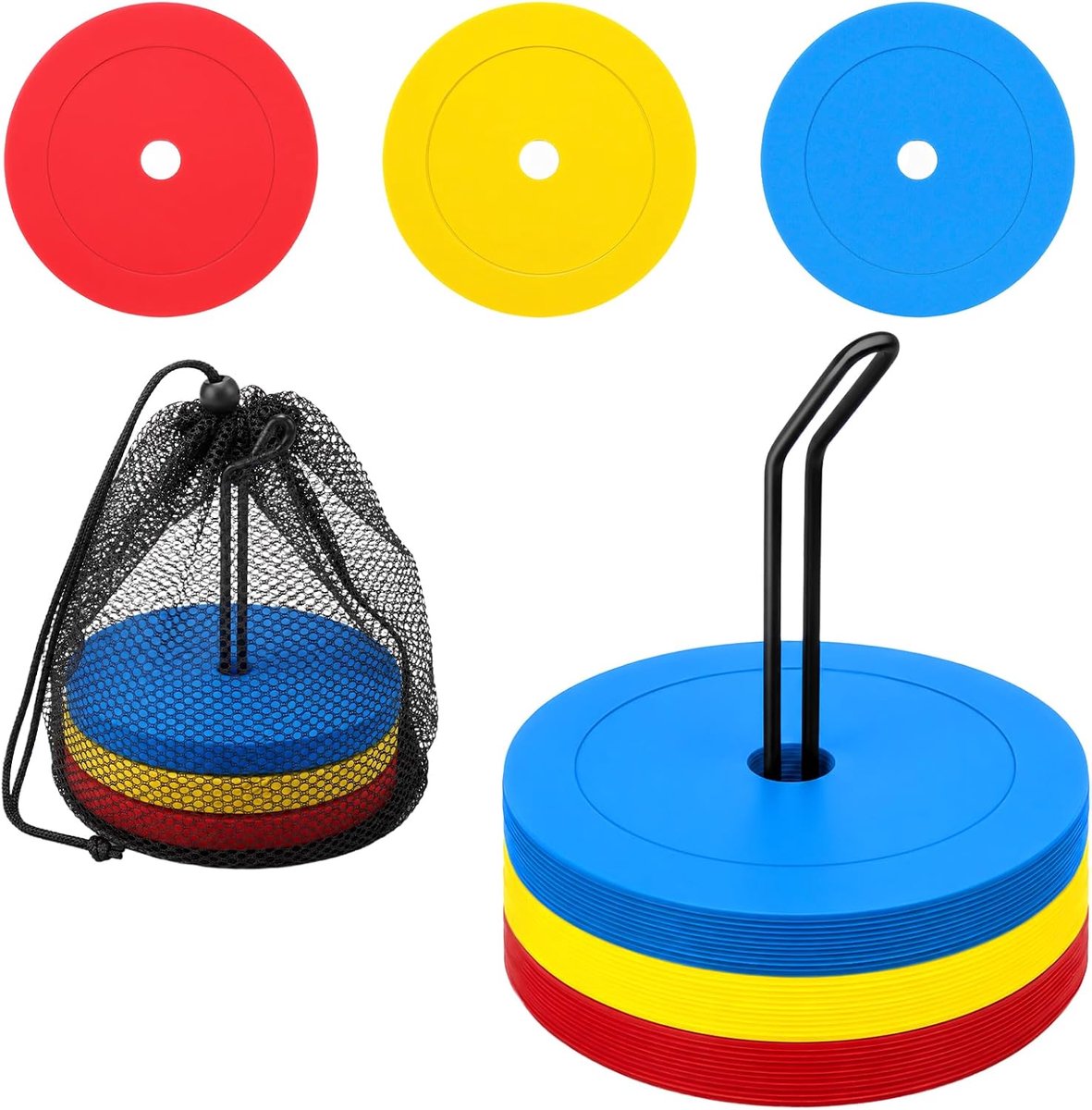 24 markeringsschijven 15 cm hoedjes voetbal plat