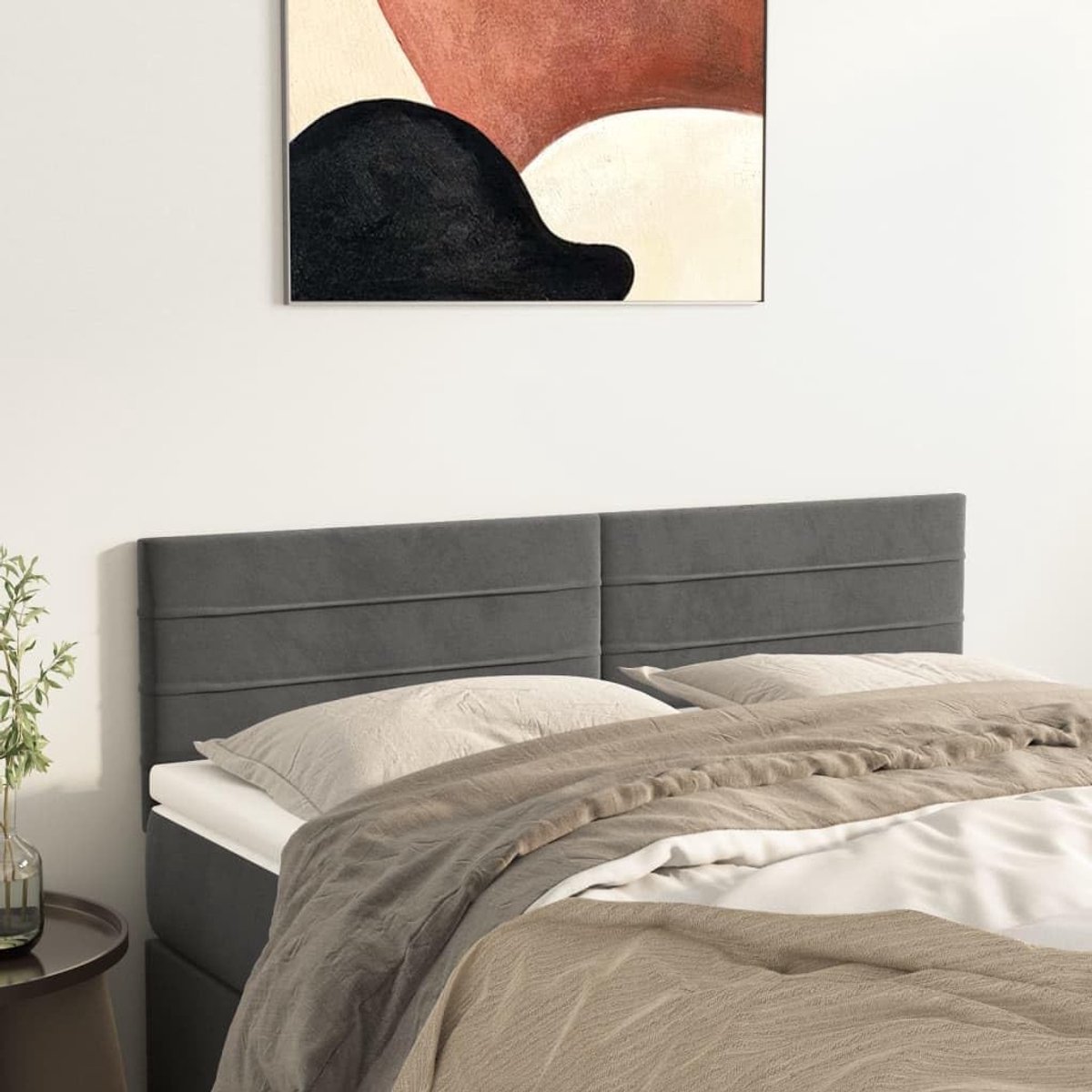 Hoofdeinde 2 STK. Donkergrijs 72x5x78/88 cm Fluwelen Bed Hoofdeinde Slaapkamer Hoofdeinde Slaapkamer Meubels voor Slaapkamer, Hotels