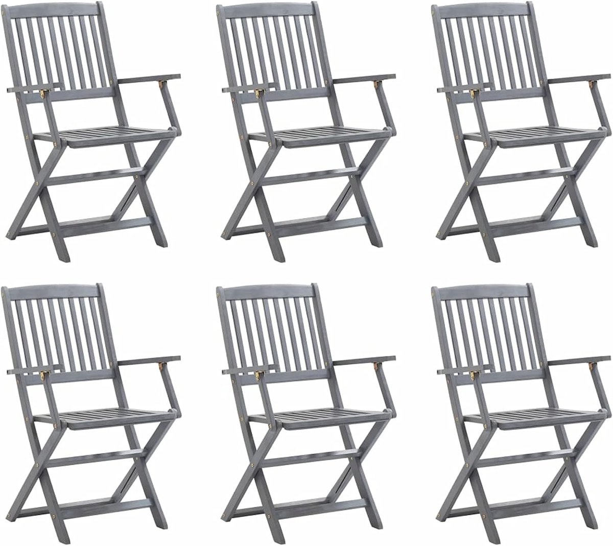 Klapstoelen voor de tuin, 6 stuks, massief acaciahout