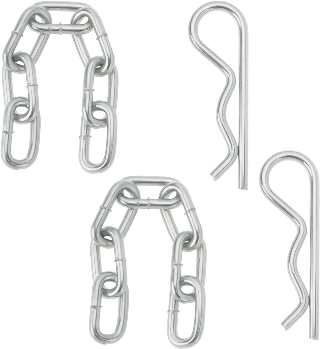4 stuks gegalvaniseerde stalen ketting met M6x110mm R Clip 6mm Diameter 200mm Lengte Compatibel met Ifor Williams Trailers Compatibel met Jockey Wheel Pin