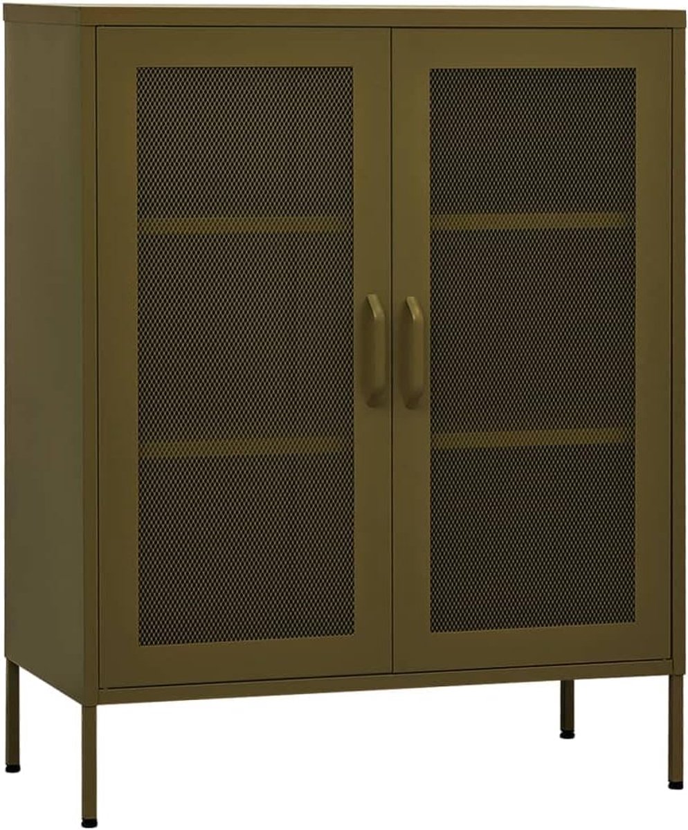 Opbergkast olijfgroen 80x35x101,5 cm staal kantoor opbergkast woonkamer kast meubels voor de woonkamer geschikt voor woonkamer, slaapkamer, kantoor