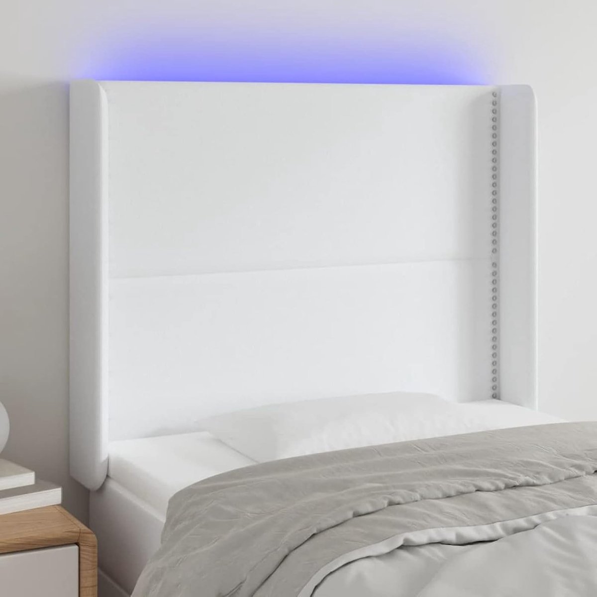 Led-hoofdeinde, wit, 103 x 16 x 118/128 cm, kunstleer, comfortabele ondersteuning, hoofdeinde, voor slaapkamer, logeerkamer