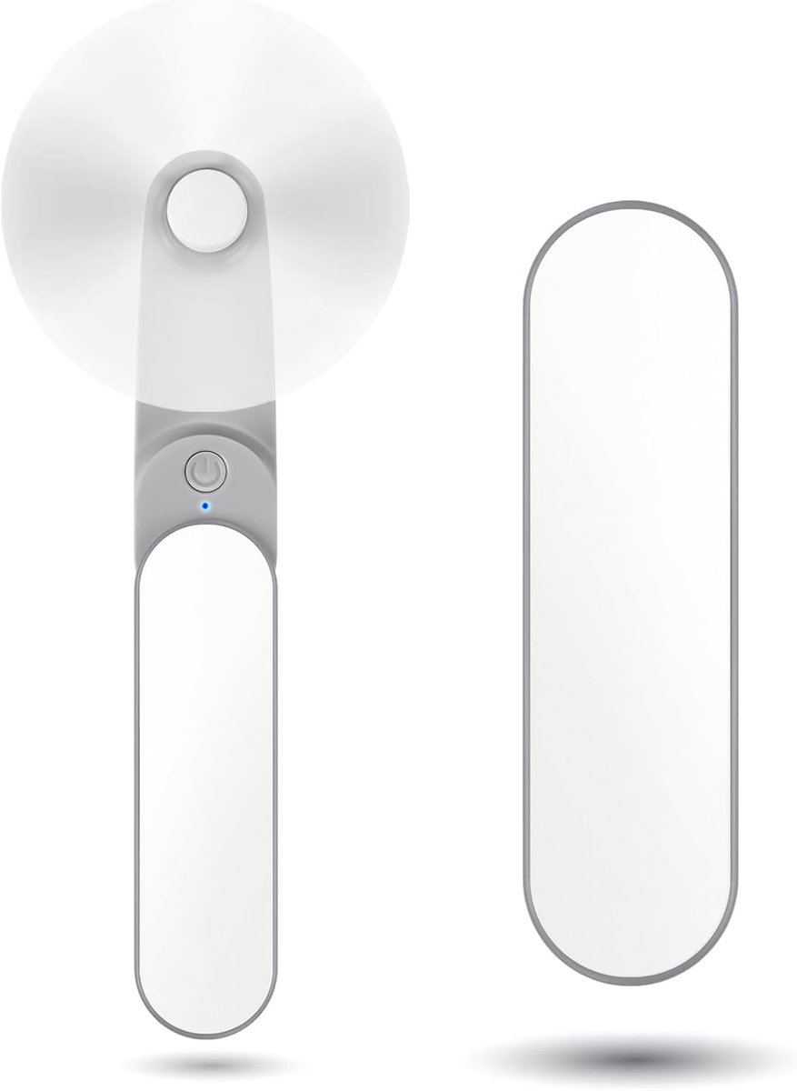 Mini-ventilator, 2 snelheden oplaadbare stille ventilator [9-15 werkuren], draagbare kleine zakformaat persoonlijke handventilator voor reizen, buiten, binnen en gemakkelijke make-up (wit)