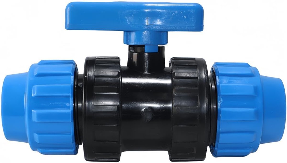 PE kogelkraan 32mm Quick Connect Shut-Off PP pijpfitting voor irrigatie blauw