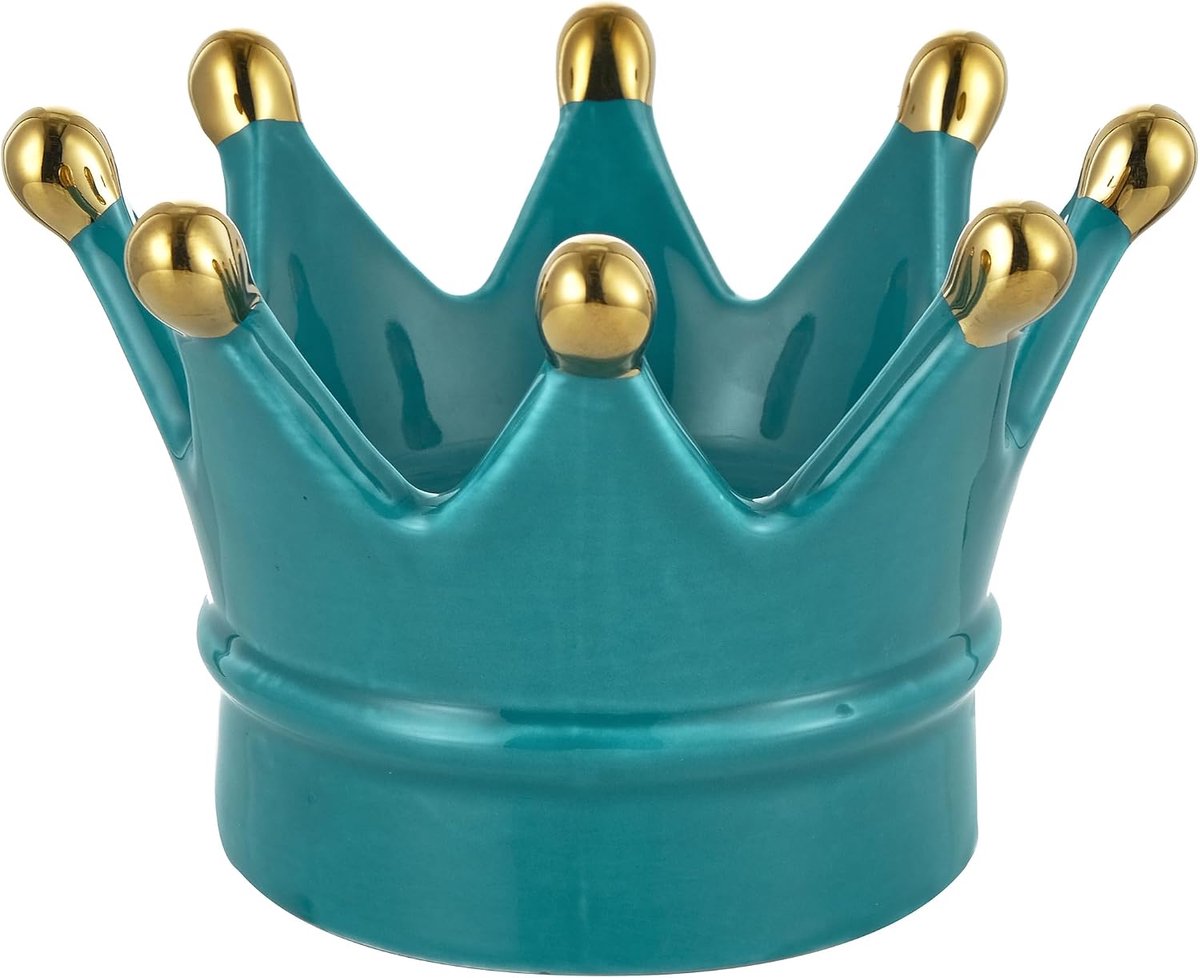 Home Porseleinen krans, huisdecoratie, handgeschilderd porselein, modern en elegant design, lege kroon en kandelaar, cadeau-idee, 15 x 15 x 10 cm (turquoise)