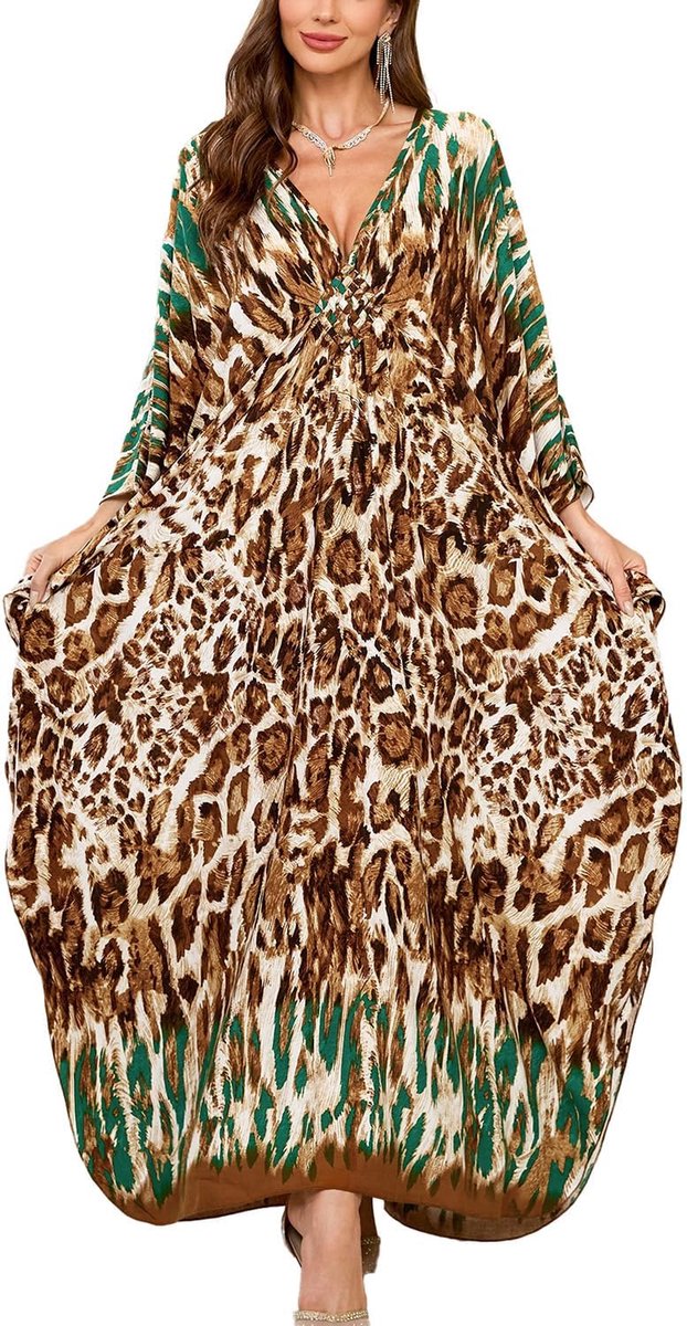kaftan, bohemien, cardigan, bedekkende jurk, grote maat, zwemkleding, one size