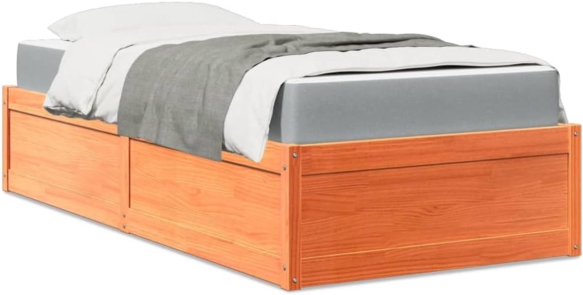 Grenenhout Pocketveringmatras Eenpersoonsbed 90x190 cm wasbruin