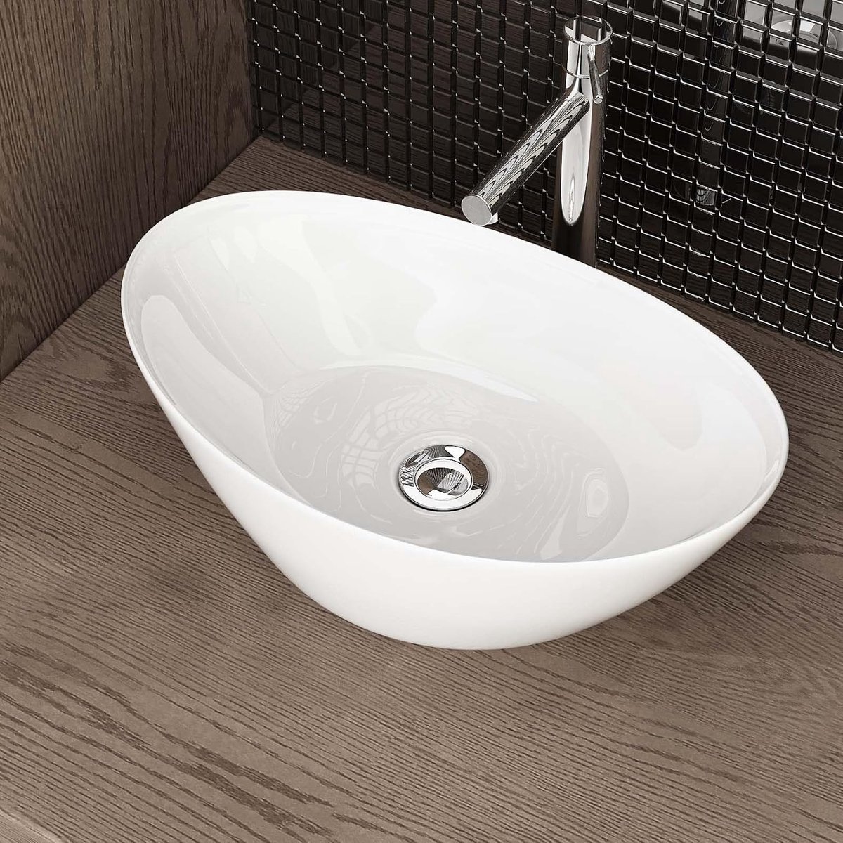 Keramische opzetwastafel voor gastentoilet (wit/A689, 45 x 28 x 15 cm)