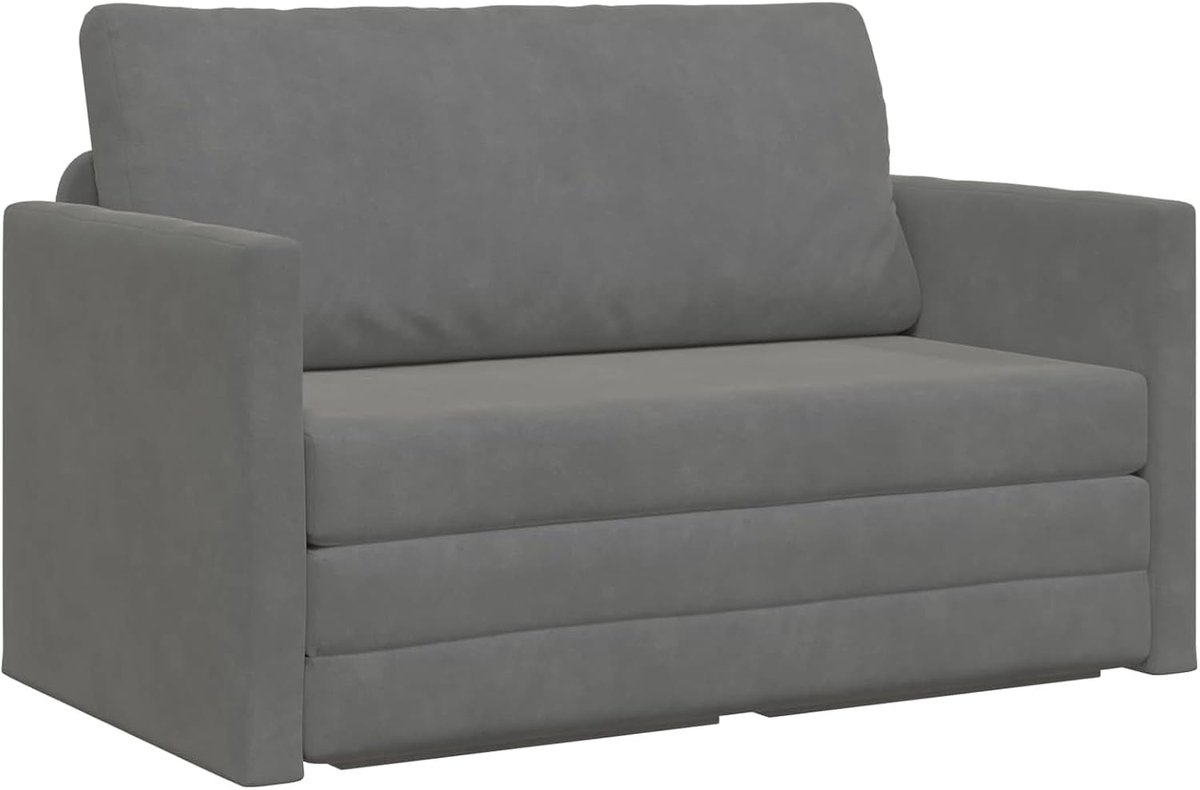Vloerslaapbank, 2-in-1, donkergrijs, 124x204x61 cm, fluweel, slaapbank, dagbed, slaapbank voor woonkamer, logeerkamer, kleine woningen, 4106703