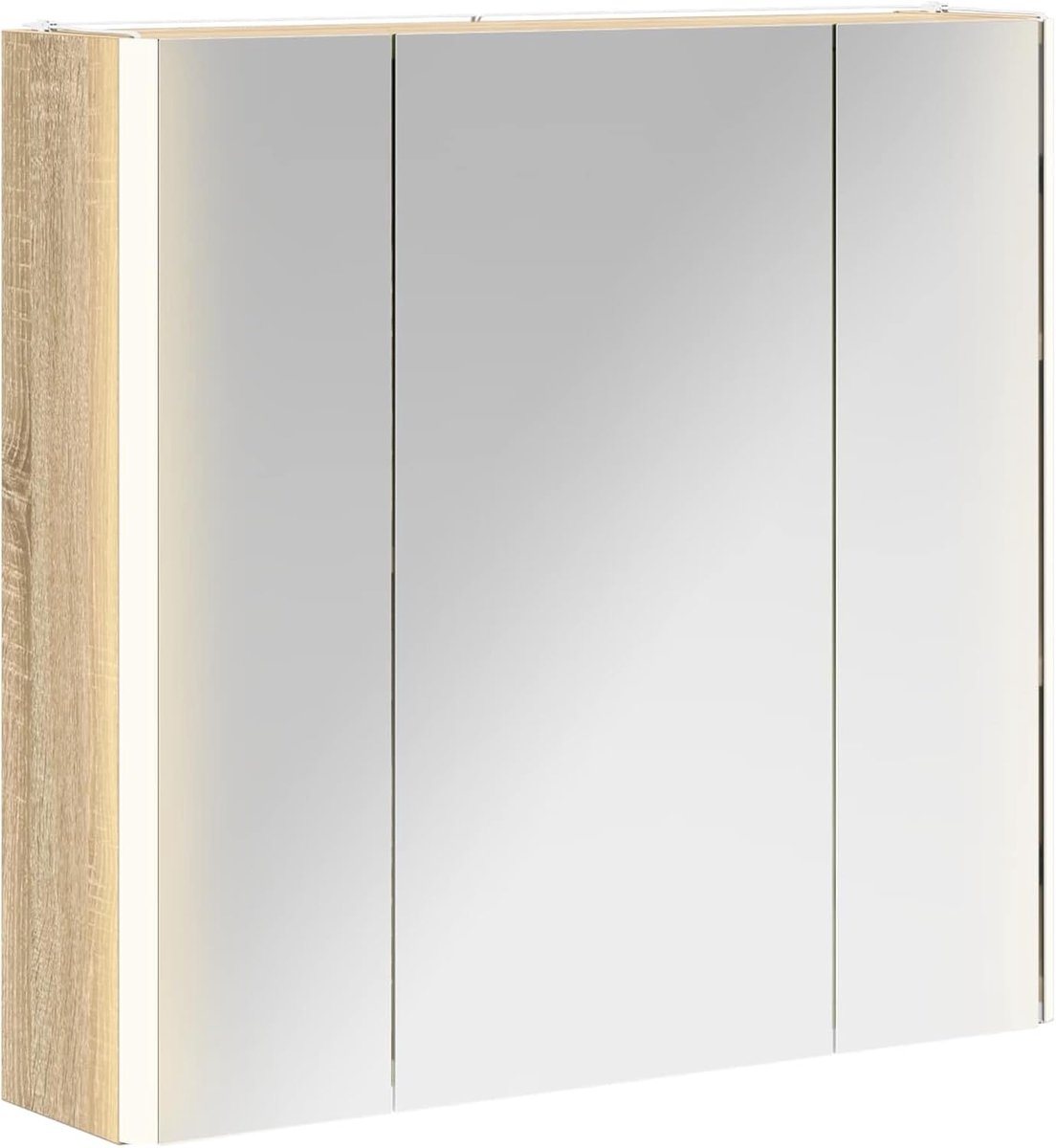 Badkamer spiegelkast Sonoma eiken 63,5 x 15,5 x 60,5 cm, spiegelkast badkamer wandspiegelkast voor familiebadkamer kleedkamer 889249