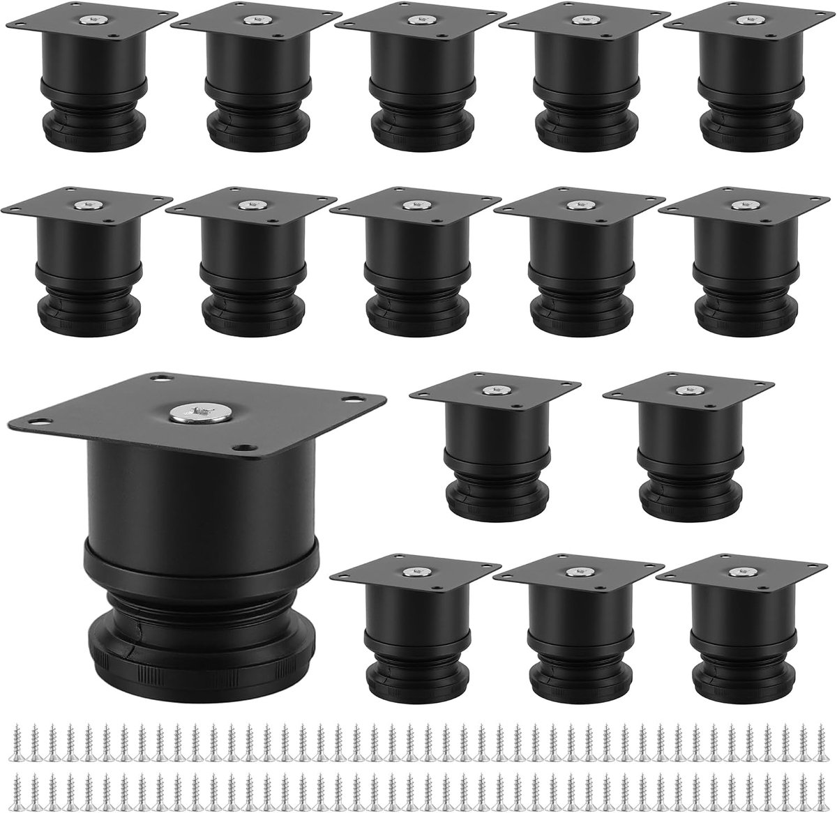 Poten, 5 cm, zwart, kastpoten, roestvrij staal, meubelpoten, bankpoten voor meubels, met 48 schroeven, voor kasten, tafel, bureau, bank