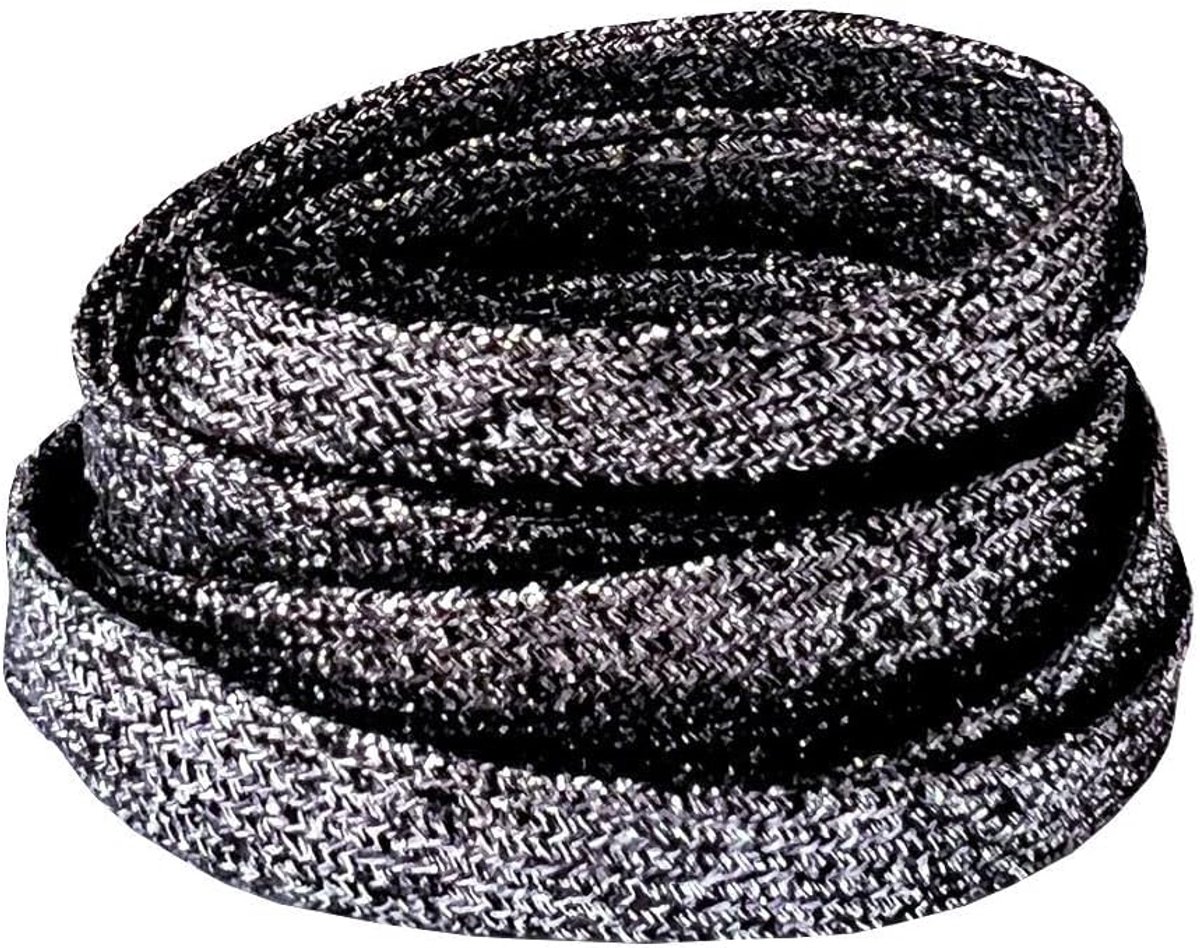 9-10 mm brede platte veters in glitter, van verbeterd materiaal, scheurvaste metallic glanzende schoenveters, bling design