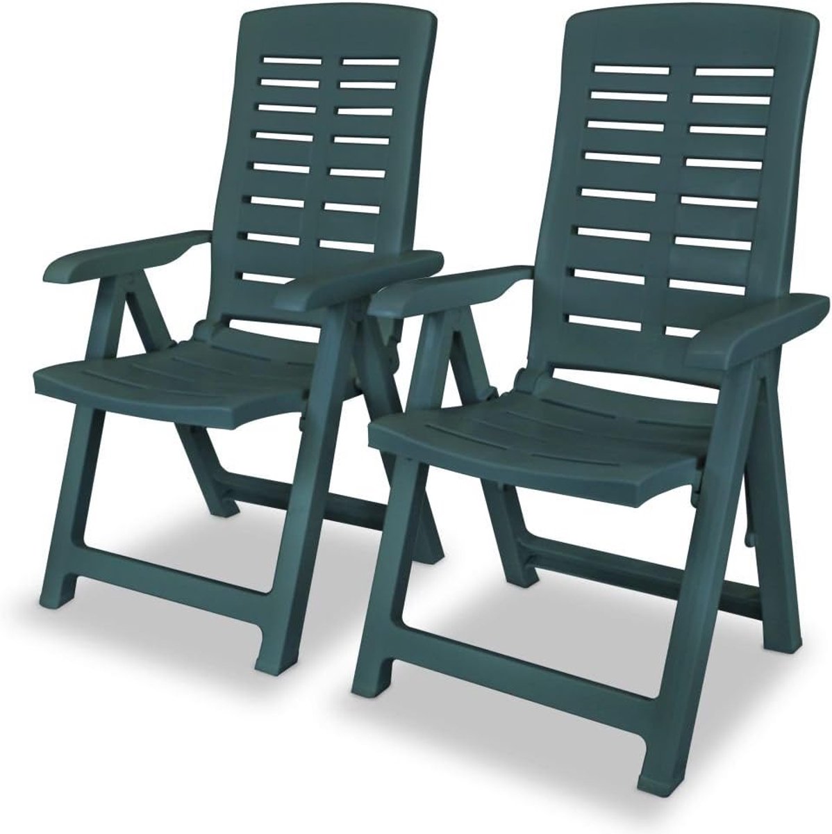 2 Zp Opvouwbare Klapstoelen Stoelen voor Eetkamer, Tuin, Terras, Balkon, voor Buiten, van Kunststof, Wit/Groen