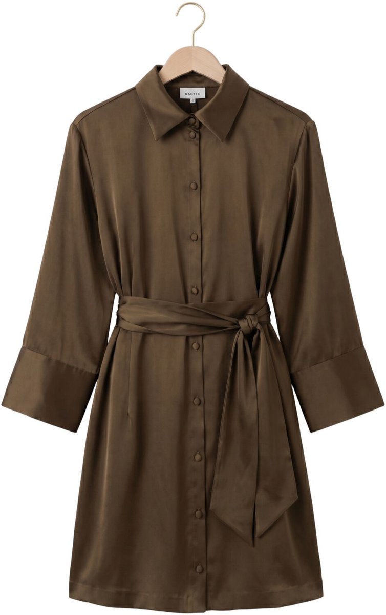 DANTE6 Noanne Satin-wrap Dress Dames - Jurk - Donkergroen - Maat 34
