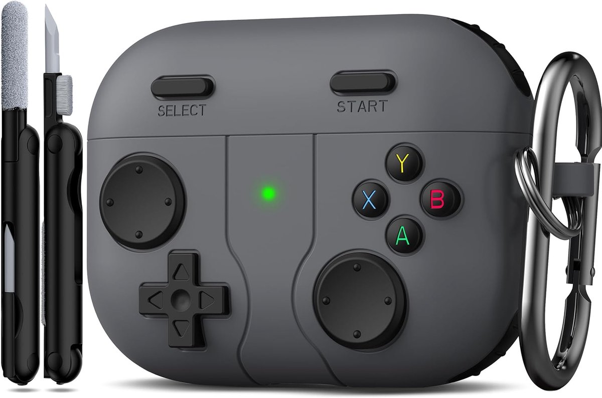 Compatibel met AirPods Pro 3e generatie hoes met reinigingsset, klassiek ontwerp voor draagbare gameconsoles, zachte siliconen beschermhoes voor Apple AirPods Pro 3 oplaadhoes, grijs