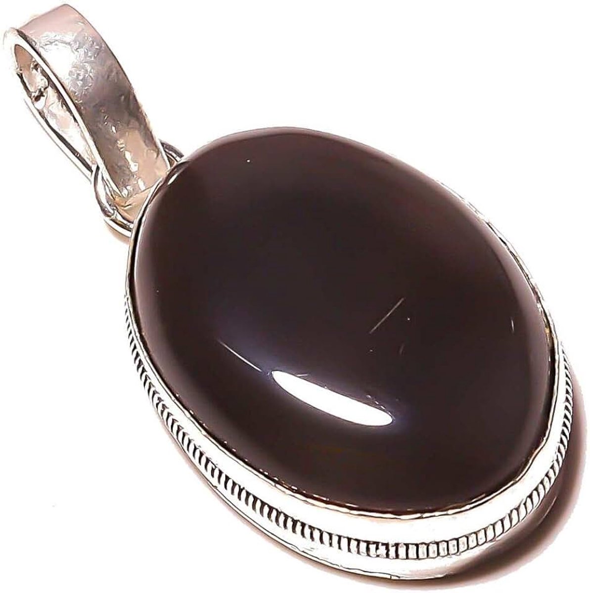Onyx Handmade PENDANT 1.75" Long Silver Plated! Jewelry from Kashish! All Variety Store all Occasions