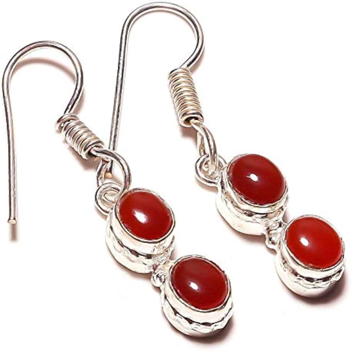 Carnelian Handmade EARRING 1" Long Silver Plated! Jewelry from Kashish! All Variety Store all Occasions