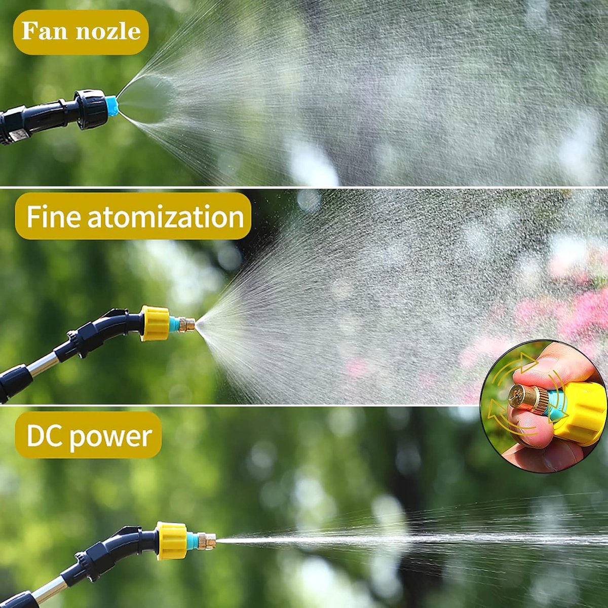 plantensproeier, tuinsproeier, sproeilans met 3 sproeiers en 3 m slang, oplaadbare USB, sproeiapparaat voor plantenbescherming voor tuinwieden (5 V sproeilans)