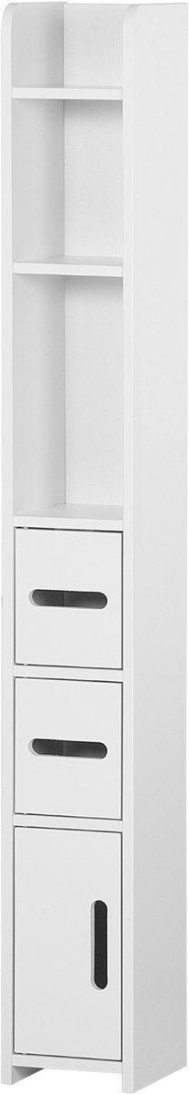 Badkamerkast Hoge kolomkast - Met opbergplanken - Met afsluitbare kasten - Wit ontwerp - 120 cm hoog - Compact 15x17 cm