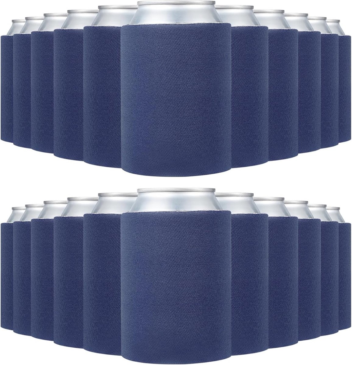 100 Stuks Verstelbare Koelcovers voor Blikjes en Flessen, Isolerende Schuim Covers voor Feesten en Evenementen, Donkerblauw