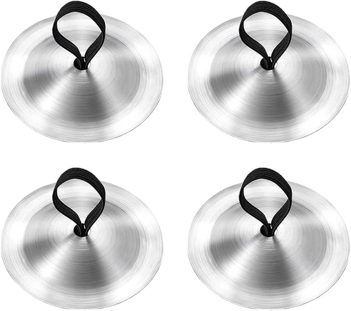 4 stuks vingerbekkens voor buikdans, 2,1 inch mini handbekkens muziekinstrument, ijzeren vinger zills voor dansende volwassenen avondfeest, zilver