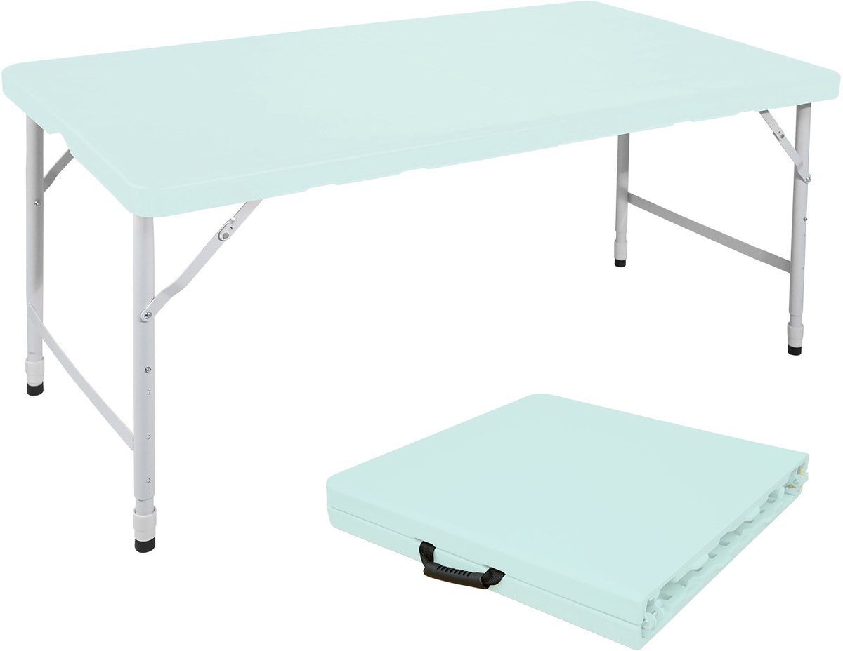 DESMIU Picknicktafel - Inklapbaar Met Verstelbare Hoogte En Draaggreep - Voor Camping En Picknick - Blauw - 125 x 61 Cm