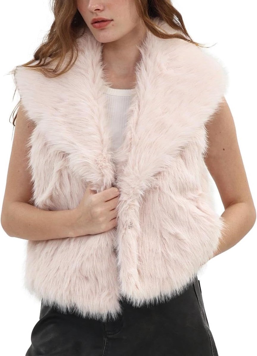 Bontvest voor dames, kunstbont, kort, pluche vest, herfst, winter, mouwloos, damesvesten, herfstjas, kunstbont, wintervest, bontvest, warm, met zakken