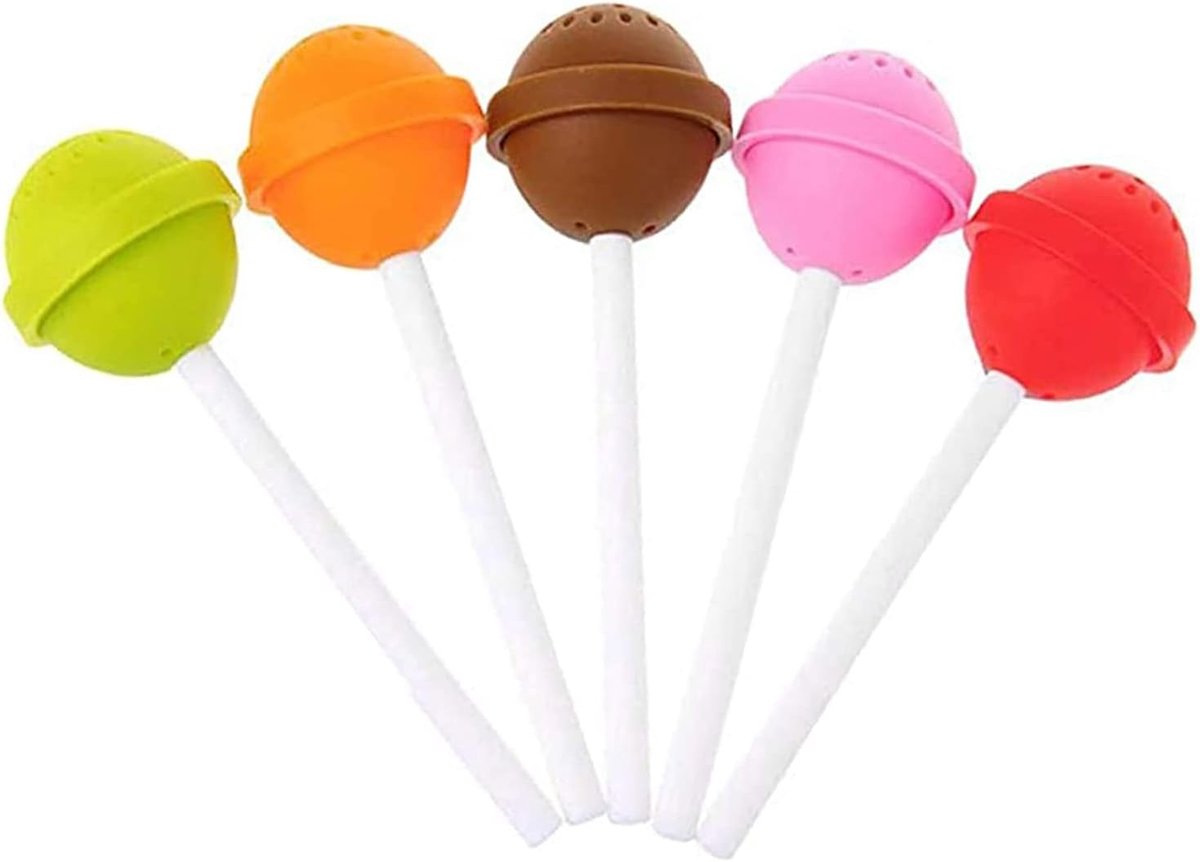 5 stuks thee-ei creatieve lollyvorm siliconen theefilter, herbruikbare mini losse blad theezeef infuser thee steiler voor het brouwen van thee
