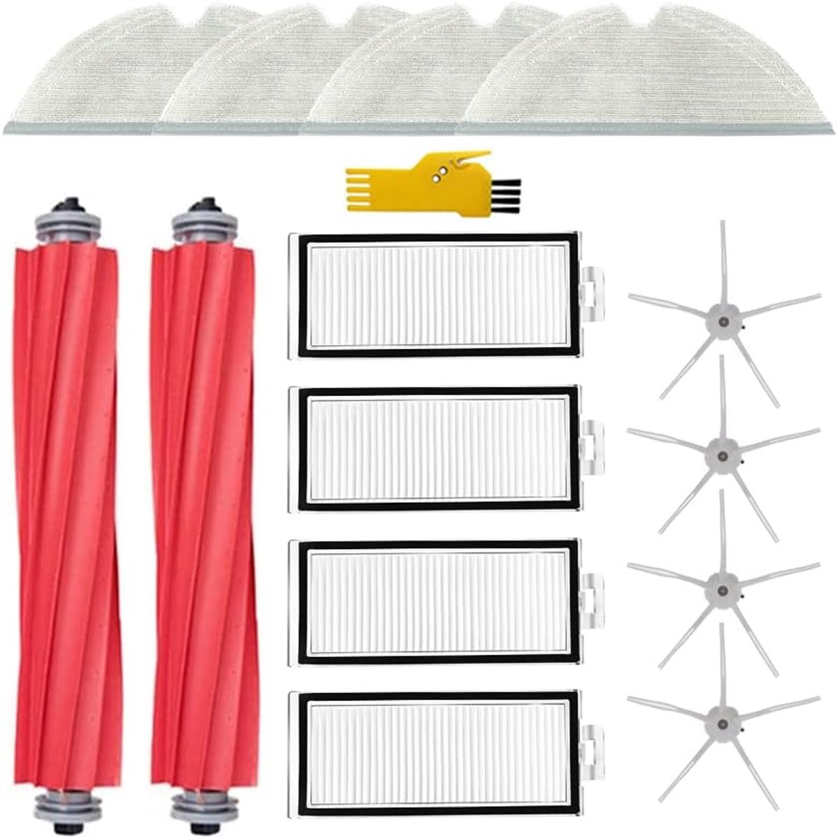 Accessoireset voor Roboroc Q7 Max+ Q7 Max Q7+ Q7 stofzuigerrobot reserveonderdelen 14 verpakkingen 2 hoofdborstels & 4 filters & 4 zijborstels & 4 dweilmop