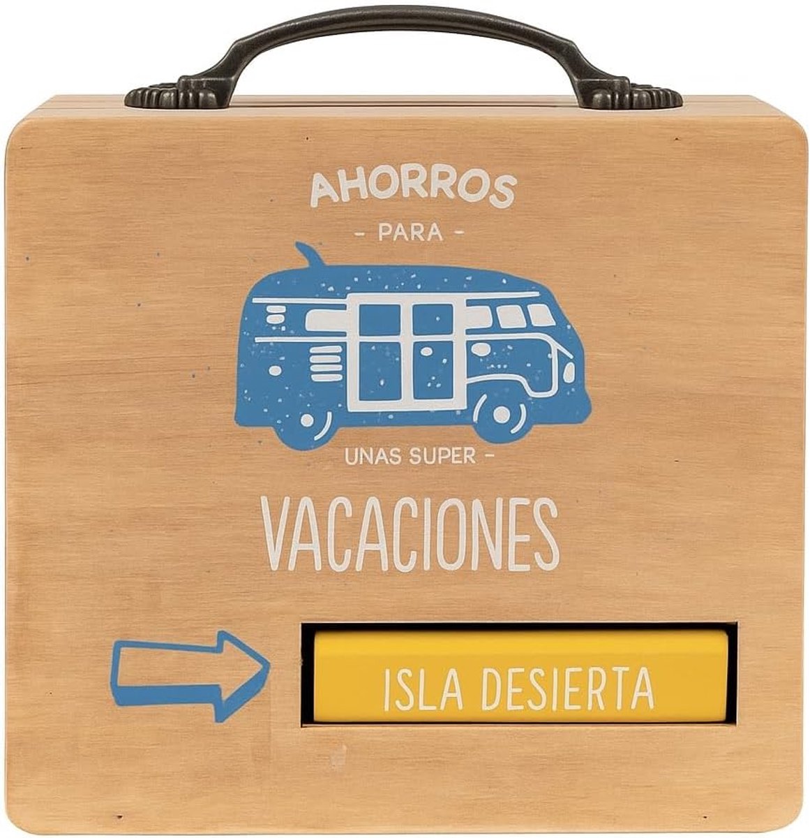 Spaarpot, reiskoffer van hout, terugkeer naar de wereld, vakantie, fiets voor de weergave van de gewenste reis, Autralia, Eiland Desiesta, Exotic Holidays, 15 x 15 x 7 cm (vakantiekoffer)