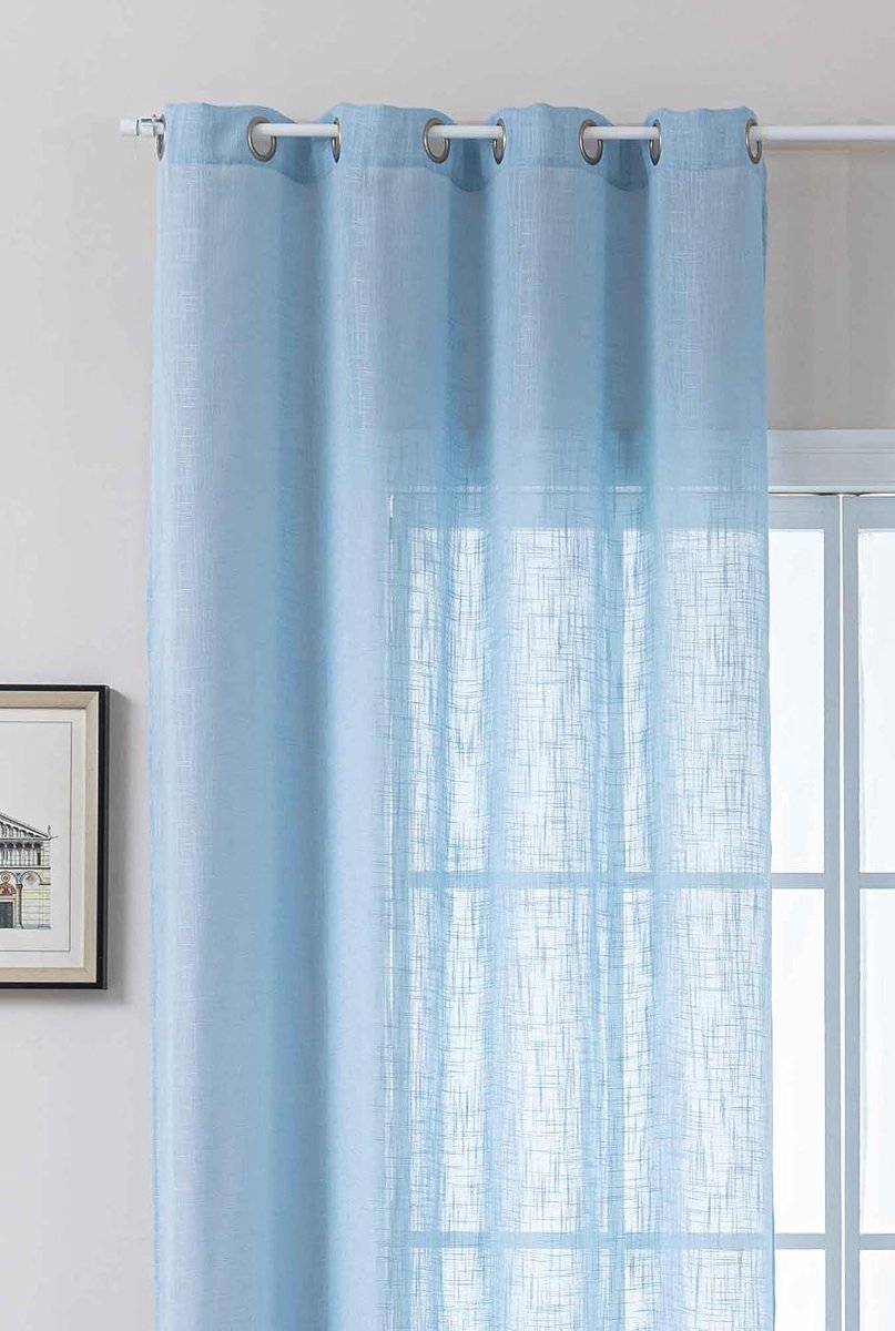 Ogen grove vezel »Seoul« HxB 245x140 cm lichtblauw oogjes linnenlook structuur uni halbrancard ondoorzichtig 2024110