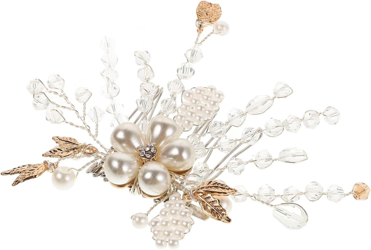 Elegante Bruids Haar Kam Met Parels Tijdloos Bruidsaccessoire Van Luxe Bloemdecoratie Voor Bruidskapsels Speciale Gelegenheden
