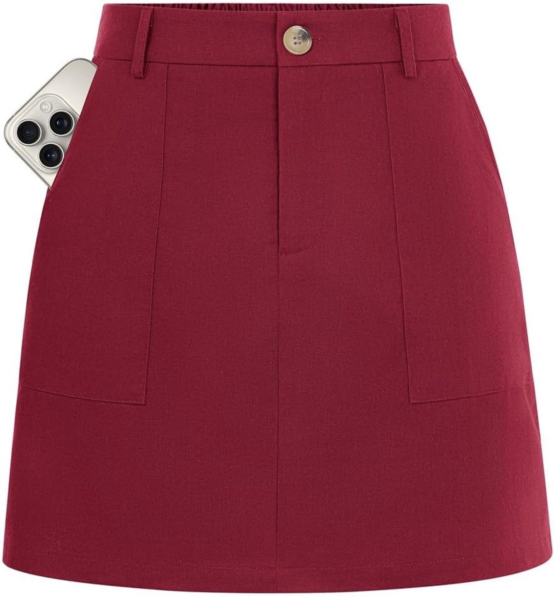 Kasin Linnen zomerminirok voor dames, hoge elastische taille, wikkelrok, casual, korte rok met zak