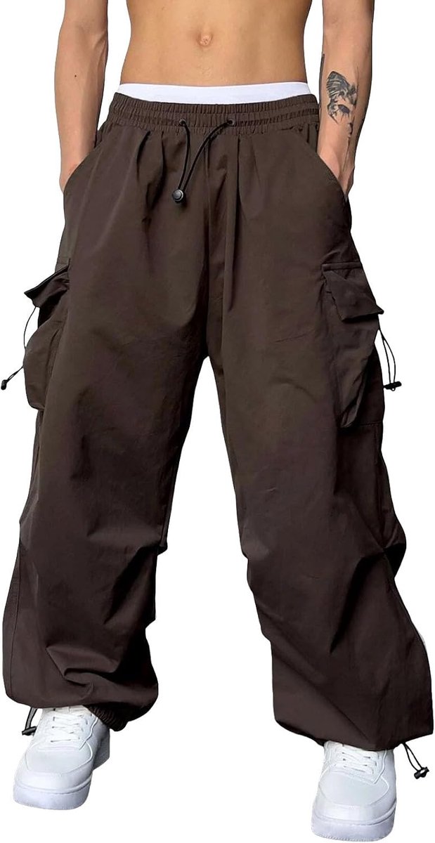 2026 Cargo Broek voor Mannen Mens Casual Taille Kleur Sport Hoed Geweven Pocket Voet Touw Effen Broek Straat Tie (5)