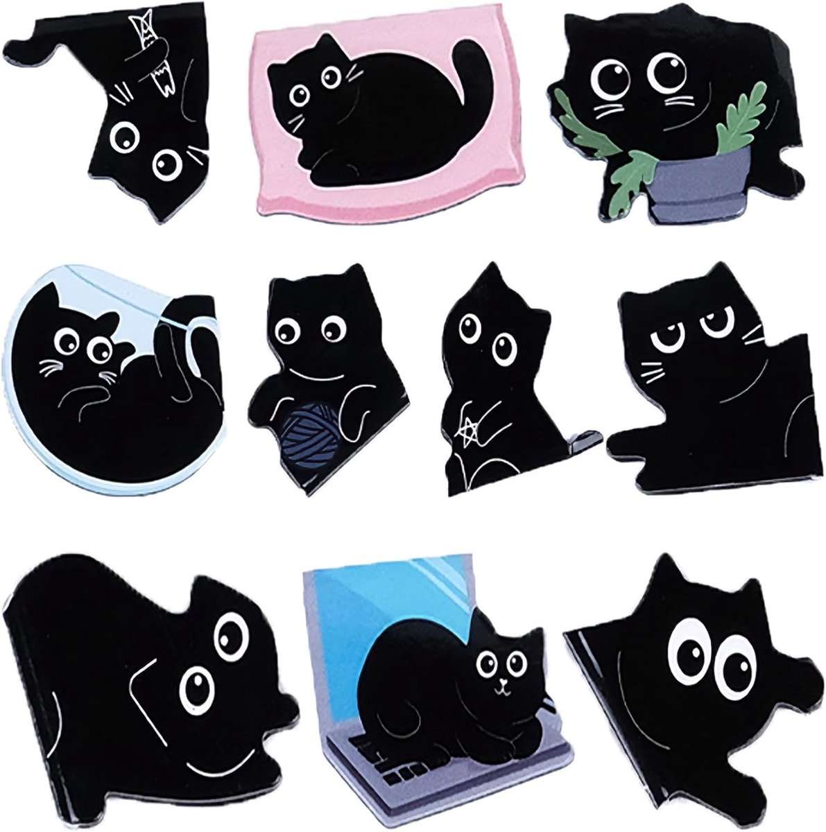 Boekenleggers, magnetische boekenleggers, zwarte kattenboekenleggers, een uitstekend kerstcadeau voor boekenliefhebbers en kattenliefhebbers
