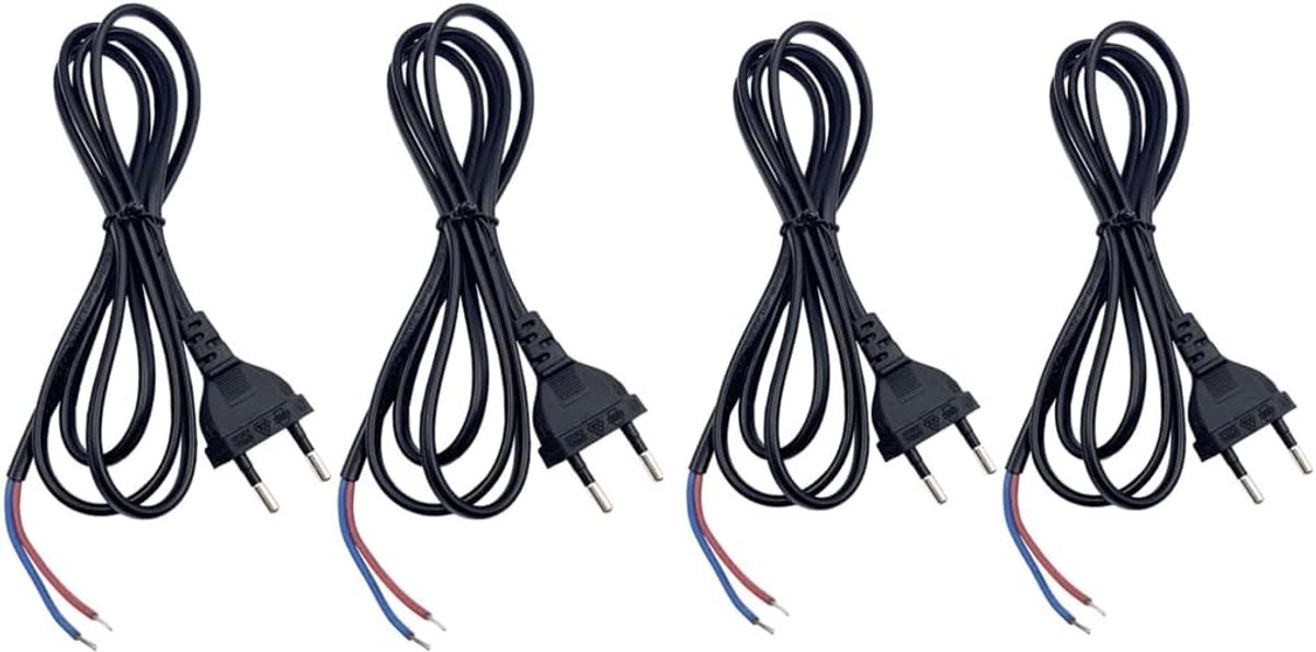 Eurostekker kabel 150 cm - zwart - 2-polig - met open kabeluiteinde - IP20 2 x 0.75 mm²