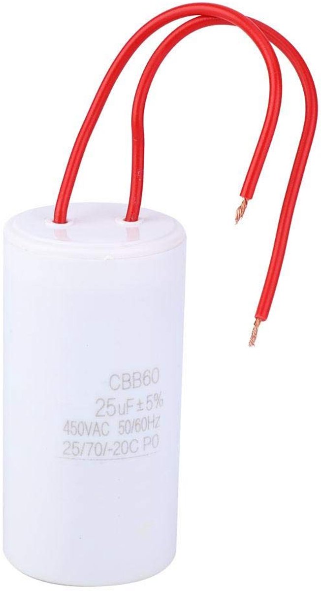 Startcondensator 25uF 450VAC - CBB60 - Geschikt voor reparatie - Voor kleine elektrische apparaten