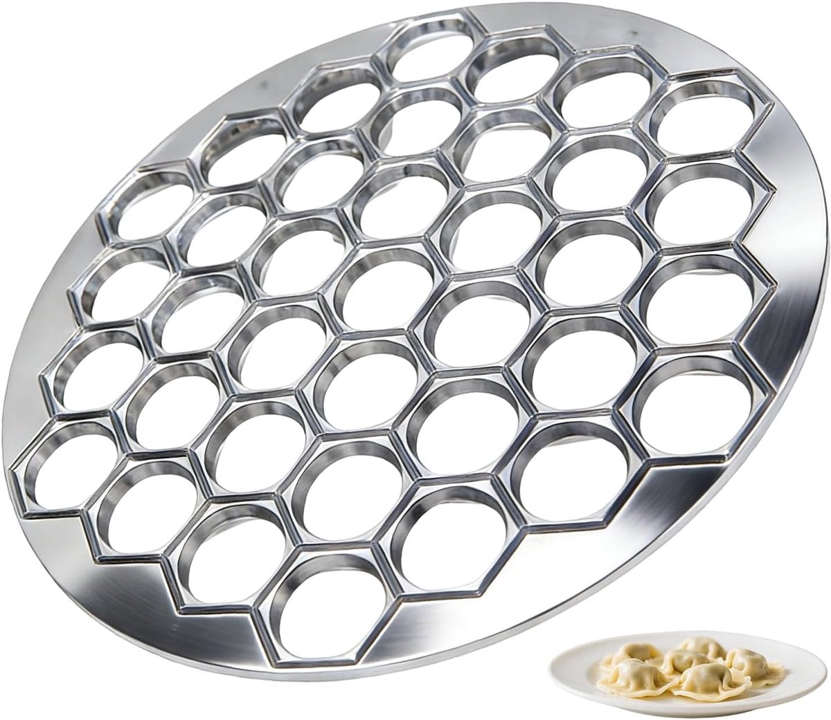 ravioli Mold, 37 gaten Pelmeni maker, Pelmeni vorm, hoogwaardige aluminiumlegering, manti vorm, dumpling maker, ideaal voor ravioli, knoedels, cake, wantans en potstickers