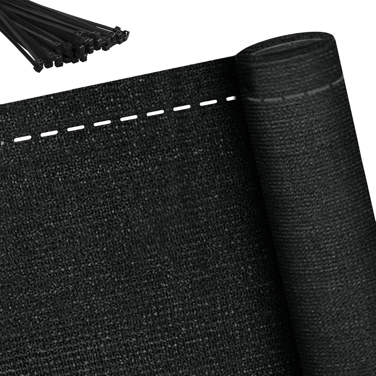 10m Antraciet HDPE Privacy Screen Balkon Hekscherm Schaduw Net Balkonafdekking Bescherming tegen de zon Netwerk van het Tennisscherm Windschermdoek met Kabelbinder (Hoogte 1.2m)