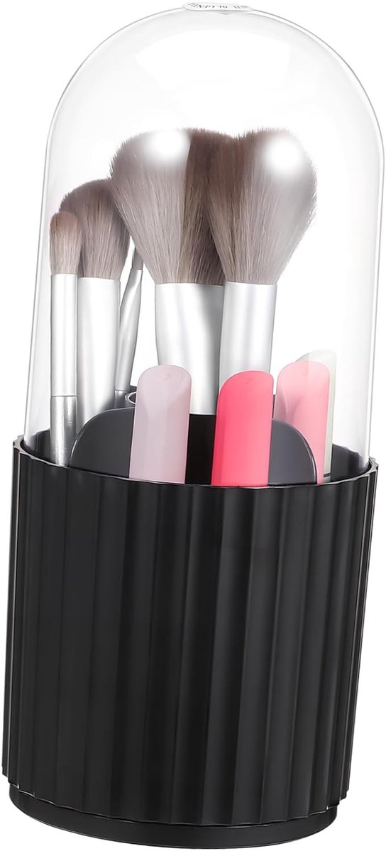 Makeup Organizer met Dekseltje Opbergdoos voor Make Up Kwasten Penhouder met Transparante Meerdere Compartimenten voor Desk Vanity